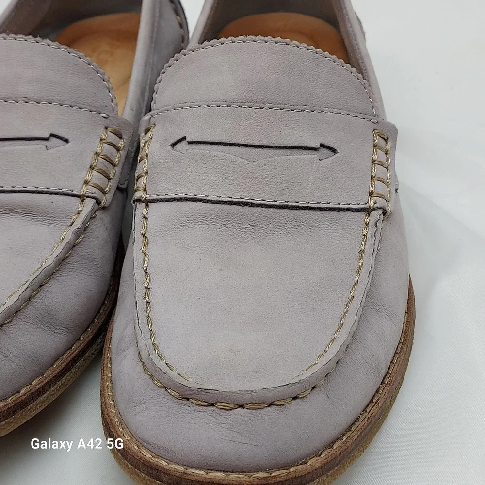 Sperry Top-Sider Seaport Penny Loafers Lavender Nubuck Leather Womens Shoes‎
